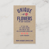 Moderne rustieke kraft trendy blauw roze rozenbloe visitekaartje (Achterkant)