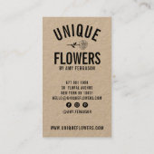 Moderne rustieke kraft trendy zwart wit roos bloem visitekaartje (Achterkant)