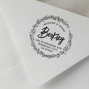 Moderne Rustieke Krans Huwelijksnamen Retouradres Rubberstempel