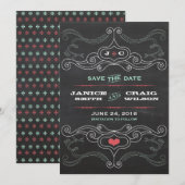 Moderne rustieke krijtbord typografie bruiloft save the date (Voorkant / Achterkant)