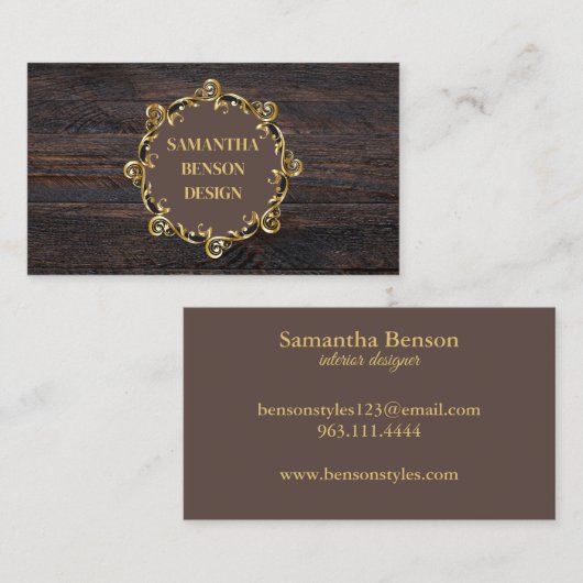 Moderne rustieke landelijke stijl hout interieur o visitekaartje (Voorkant / Achterkant)