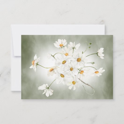 Moderne Rustieke Madeliefjeslijst Groen Huwelijk RSVP Kaartje (Achterkant)