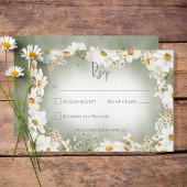 Moderne Rustieke Madeliefjeslijst Groen Huwelijk RSVP Kaartje