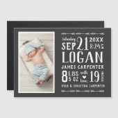 Moderne Rustieke Magnetische Foto Geboorteaankondi Magnetische Uitnodiging (Voorkant / Achterkant)