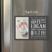 Moderne Rustieke Magnetische Foto Geboorteaankondi Uitnodiging