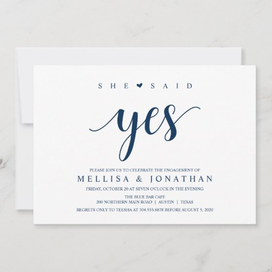 Moderne Rustieke, Marineblauwe script, Verloving F Kaart (Voorkant)