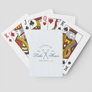 Moderne Rustieke Meerhuis Roeispanen Blauwe Strepe Pokerkaarten