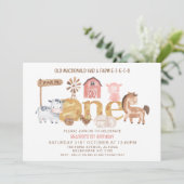 Moderne rustieke Meisjes Een Boerderij 1e Verjaard Kaart (Staand voorkant)