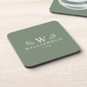 Moderne Rustieke Monogram Aangepaste Familienaam S Bier Onderzetter (Linkerzijde)