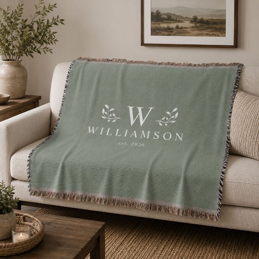 Moderne Rustieke Monogram Aangepaste Familienaam S Deken