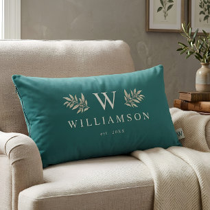 Moderne Rustieke Monogram Aangepaste Familienaam S Kussen