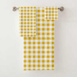 Moderne rustieke mosterd geel gingham cheques bad handdoek