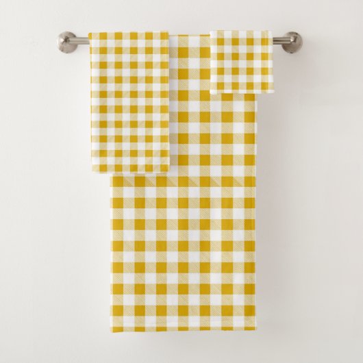 Moderne rustieke mosterd geel gingham cheques bad handdoek (Insitu)