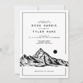 Moderne rustieke Mountain Sketch bruiloft Kaart (Voorkant)