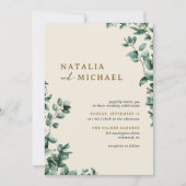 Moderne rustieke Neutrale Beige + Groene Eenvoudig Kaart (Voorkant)