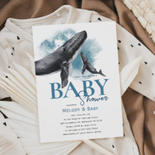 Moderne rustieke oceaan walvis Baby shower uitnodi Kaart