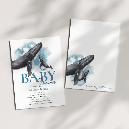 Moderne rustieke oceaan walvis Baby shower uitnodi Kaart