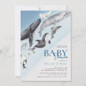Moderne Rustieke Oceaan Walvis Couples Baby Shower Kaart (Voorkant)