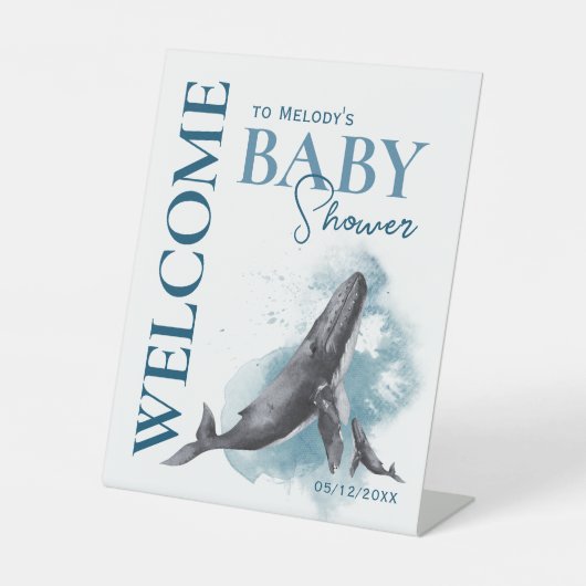 Moderne rustieke oceaan Welkom Baby shower voetstu Reclamebord Met Voetstuk (Voorkant)