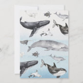 Moderne Rustieke Oceaans Plat Vertical Babyborrel Bedankkaart (Achterkant)