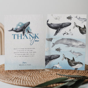 Moderne Rustieke Oceaanthema Verticale Baby Shower Bedankkaart