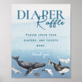 Moderne rustieke Ocean Diaper Raffle Baby shower t Poster (Voorkant)