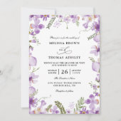 Moderne Rustieke Paarse Bloem Budget QR Code Huwel Kaart (Voorkant)