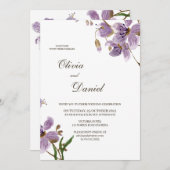 Moderne rustieke paarse bloemen bruiloft uitnodigi kaart