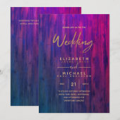 Moderne rustieke Paarse gouden budget bruiloft uit Kaart (Voorkant / Achterkant)