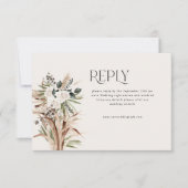 moderne rustieke pampas eucalyptus bruiloft RSVP kaartje (Voorkant)