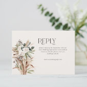 moderne rustieke pampas eucalyptus bruiloft RSVP kaartje (Staand voorkant)