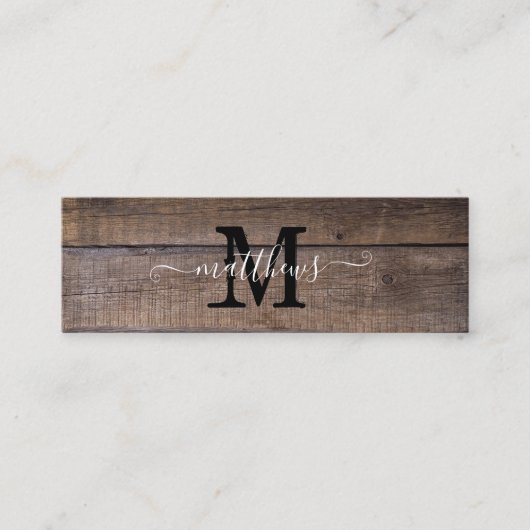 Moderne rustieke Patroon Monogram Naam Bladwijzer Mini Visitekaartje (Voorkant)