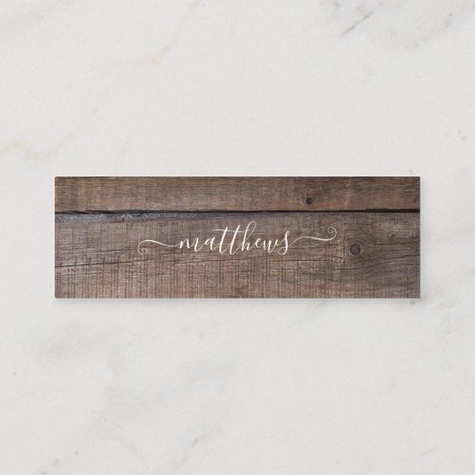 Moderne rustieke Patroon Monogram Naam Bladwijzer Mini Visitekaartje (Achterkant)