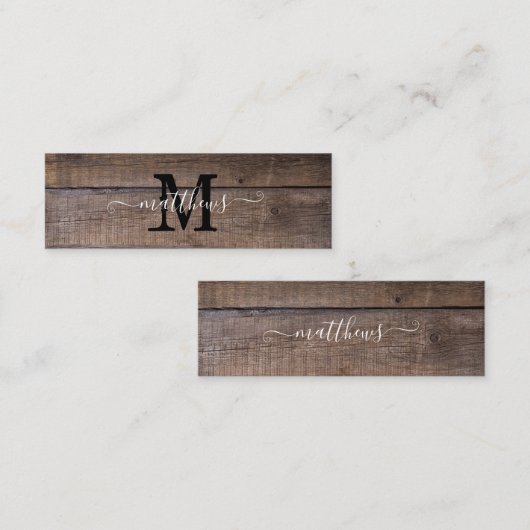 Moderne rustieke Patroon Monogram Naam Bladwijzer Mini Visitekaartje (Voorkant / Achterkant)