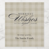 Moderne Rustieke Plaid Gepersonaliseerde Wijn Cade Etiket (Enkel label)