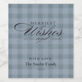 Moderne Rustieke Plaid Gepersonaliseerde Wijn Cade Etiket (Enkel label)