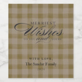 Moderne Rustieke Plaid Gepersonaliseerde Wijn Cade Etiket (Enkel label)