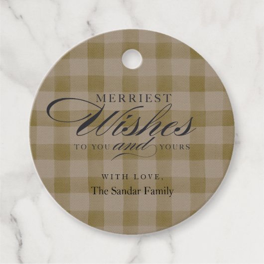 Moderne Rustieke Plaid Gift Labels Rond Gepersonal (Voorkant)