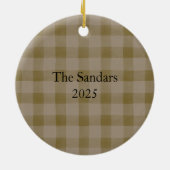 Moderne Rustieke Plaid Kerst Ornament Personalisee (Achterkant)