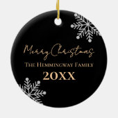 Moderne rustieke Plaid Sneeuwvlok Foto Keramisch Ornament (Achterkant)