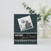 Moderne Rustieke Prettig Kerstmis Plaid Foto Briefkaart (Staand voorkant)