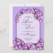 Moderne rustieke Purplemoon Lila boog bloemenbruil Kaart (Voorkant)