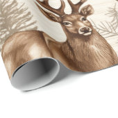 Moderne rustieke rendieren kerst cadeaupapier (Rol Hoek)