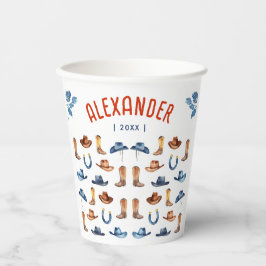 Moderne rustieke rode cowboy Western texas Waterve Papieren Bekers