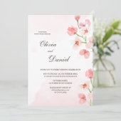 Moderne Rustieke Roze Bloemen Trouw Uitnodiging (Staand voorkant)