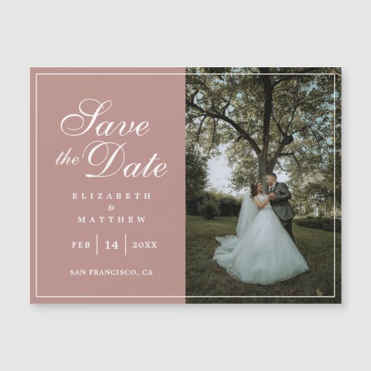 Moderne Rustieke Roze Trouwfoto Save The Date (Voorkant)
