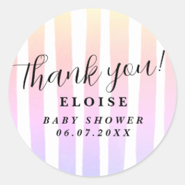 Moderne Rustieke Roze Waterkoeler strepen Ronde Sticker