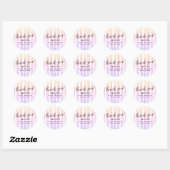 Moderne Rustieke Roze Waterkoeler strepen Ronde Sticker (Vel)