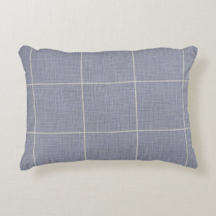 Moderne rustieke ruit plaid linnen blauw accent kussen