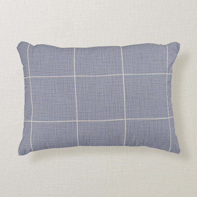 Moderne rustieke ruit plaid linnen blauw accent kussen (Voorkant)